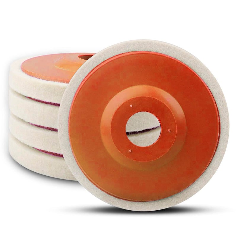 Tworider 5 Pcs 4.5 Inch Wool Felt Polishing Wheel Disc,Wool Polishing Wheel Disc for 7/8 Inch Angle Grinder, for Metal Aluminum,Stainless Steel, Chrome, Jewelry, Wood, Plastic, Ceramic, Glass - Image 1